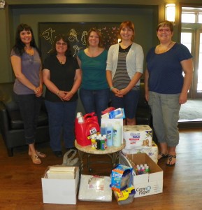 Cloverbelt Credit Union donation of Wish List items; CCU staff shown Jill Luczaj