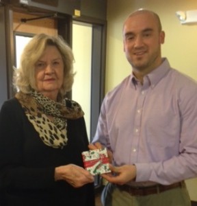 Gail Mayer making a donation on behalf of the Marathon County Republican Women organization