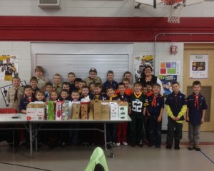 Troop 453 Rib Mountain Scouts did a food drive donation.