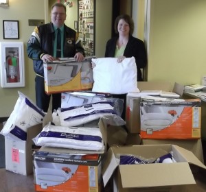 MattressFirm donation $2,469 worth of pillows and pillow protectors 2-17-15